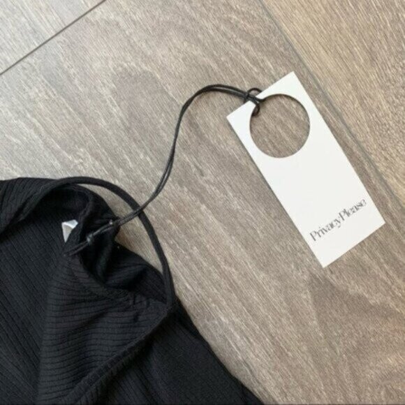 REVOLVE Privacy Please Women's Dress Lace Up Mini Ribbed knit Black Size M NWT - Picture 13 of 16